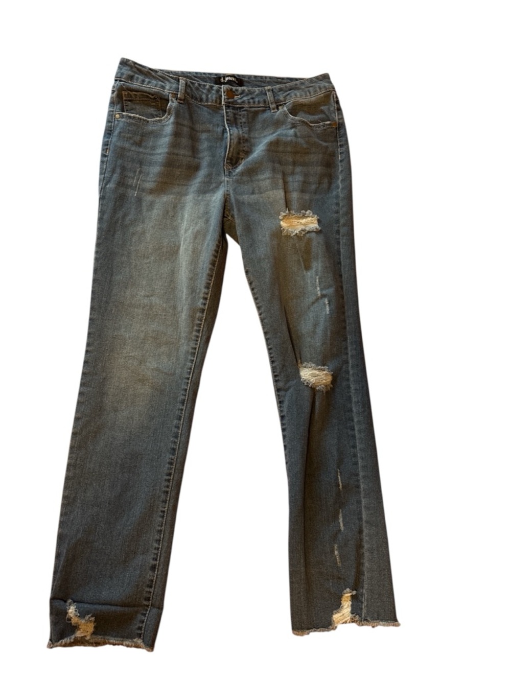 d. jeans Women's Distressed Straight Leg Jeans - Blue